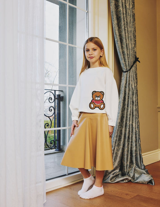 Incity Kız Çocuk Deri Pileli Etek