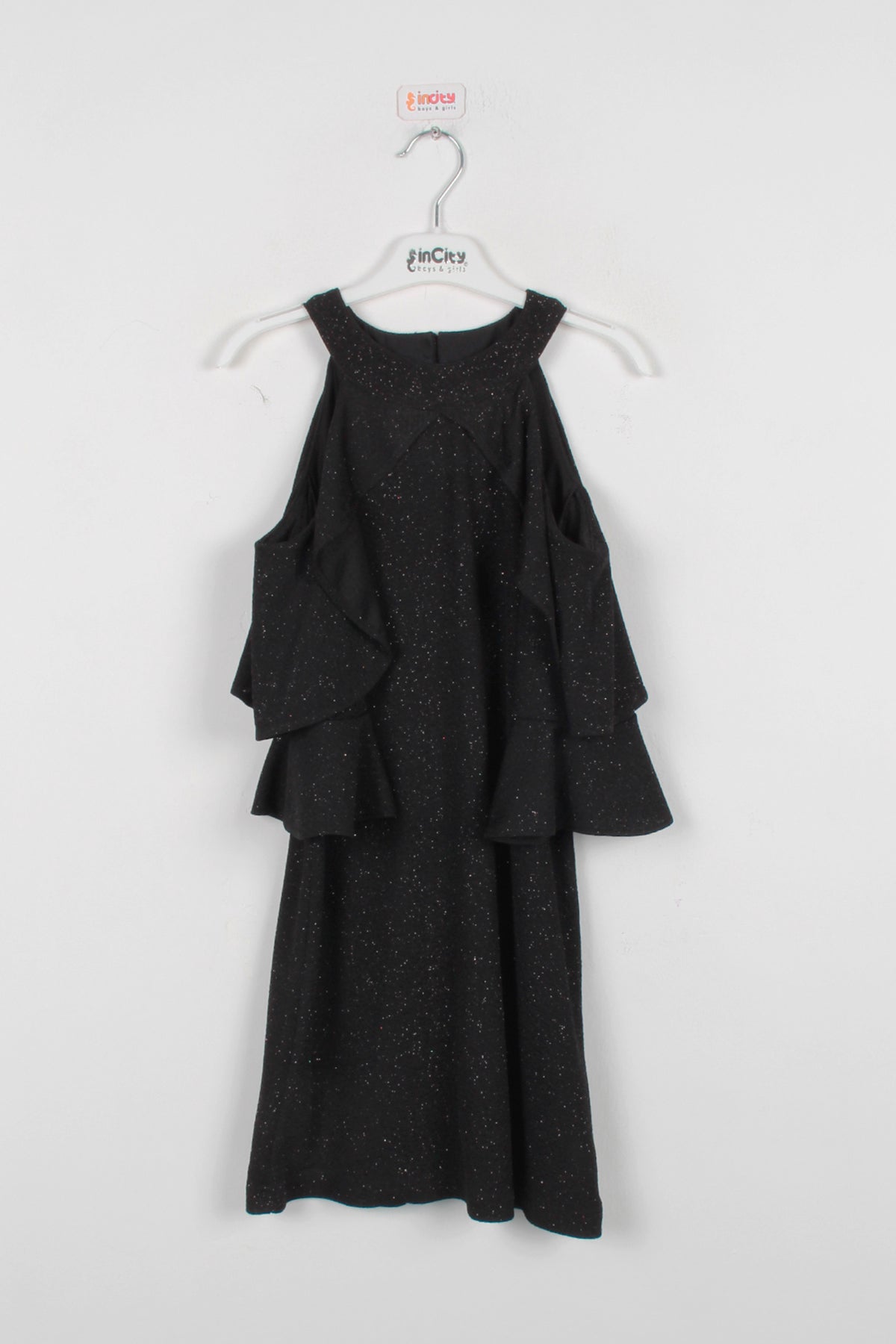 InCity Kids Kız Çocuk Omzu Açık Simli Şık Elbise