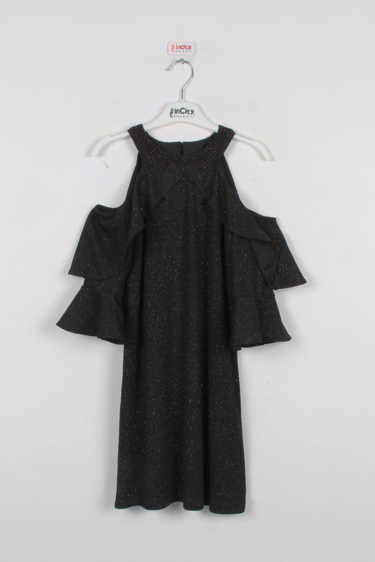 InCity Kids Kız Çocuk Omzu Açık Simli Şık Elbise