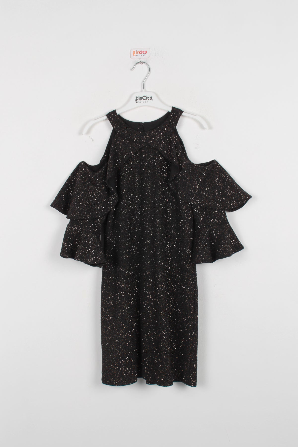 InCity Kids Kız Çocuk Omzu Açık Simli Şık Elbise