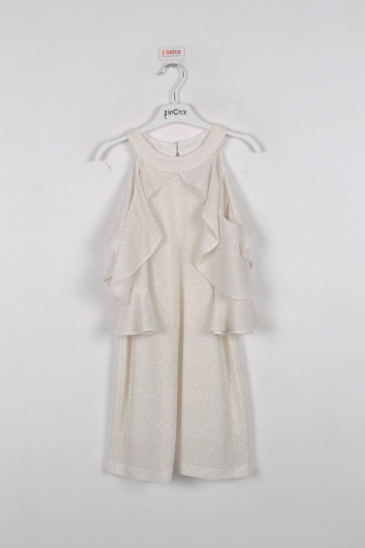 InCity Kids Kız Çocuk Omzu Açık Simli Şık Elbise