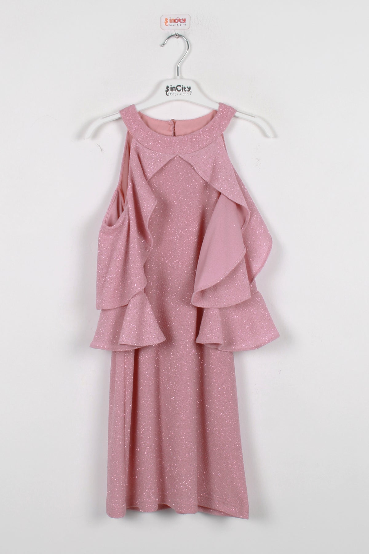 InCity Kids Kız Çocuk Omzu Açık Simli Şık Elbise
