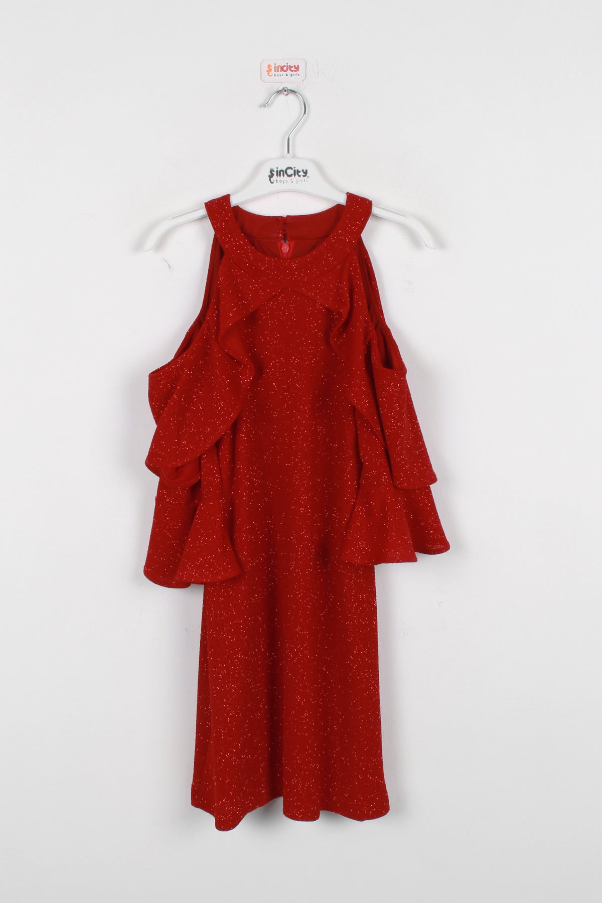 InCity Kids Kız Çocuk Omzu Açık Simli Şık Elbise