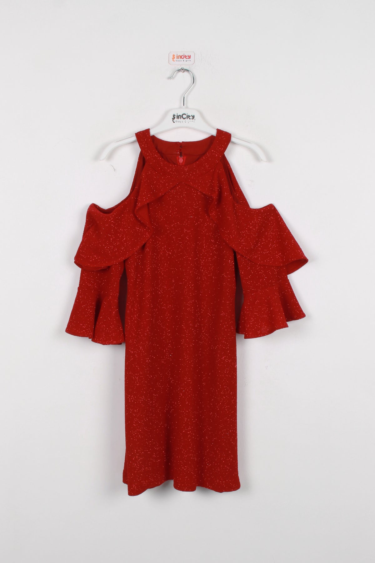 InCity Kids Kız Çocuk Omzu Açık Simli Şık Elbise