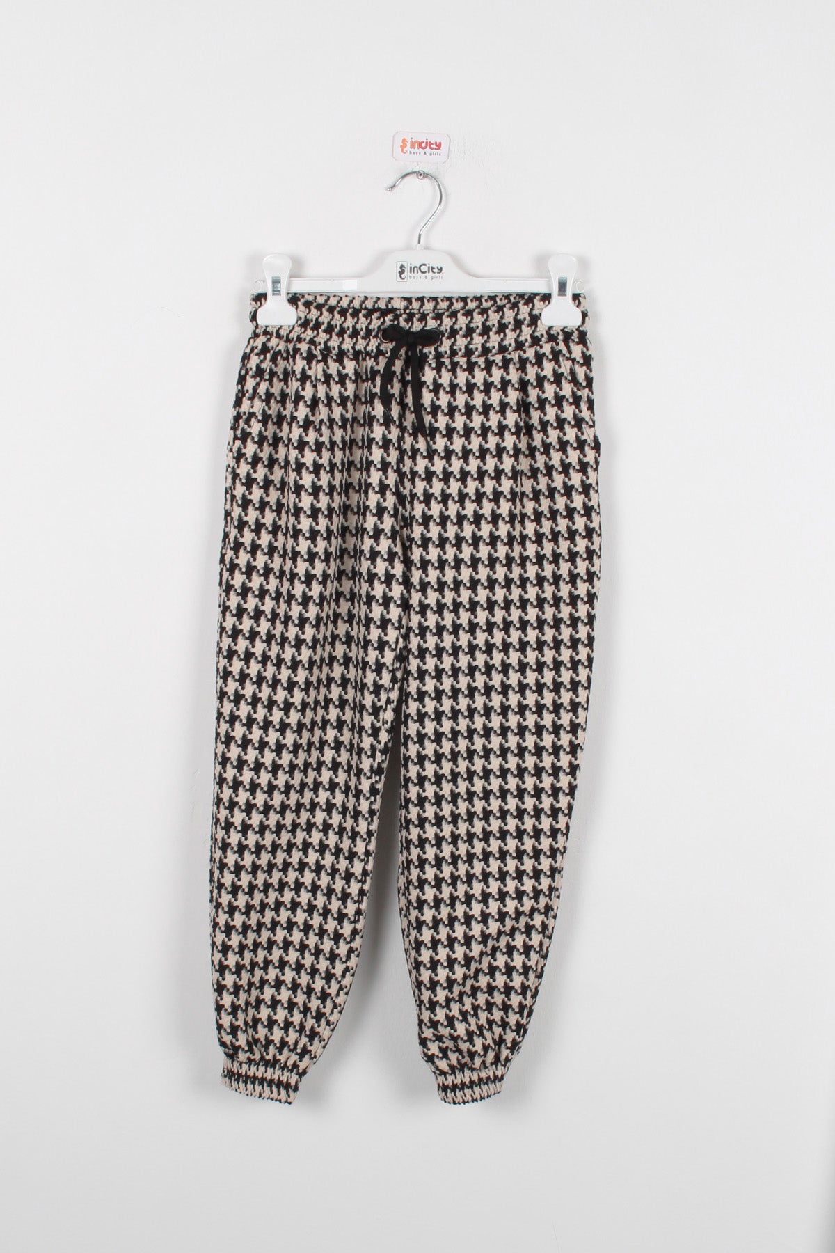 InCity Kids Kız Çocuk Kazayağı Desenli Beli İpli Pantolon
