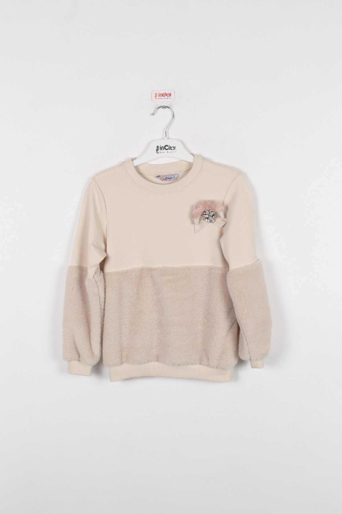 InCity Kids Kız Çocuk Yarım Peluş Sweatshirt