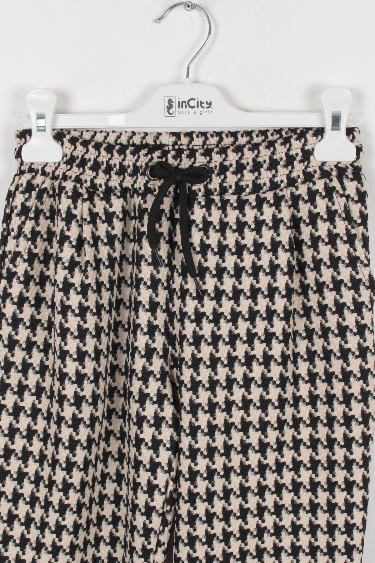 InCity Kids Kız Çocuk Kazayağı Desenli Beli İpli Pantolon