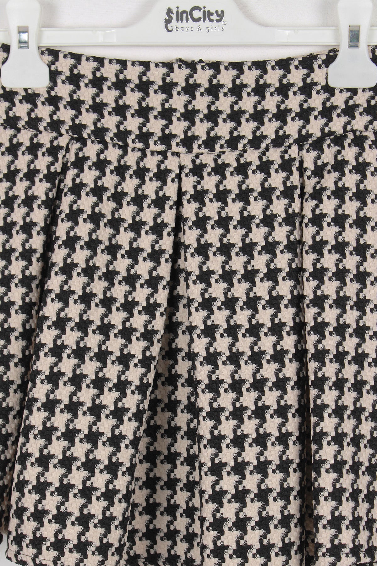 InCity Kids Kız Çocuk Kazayağı Desenli Diz Üstü Pileli Etek