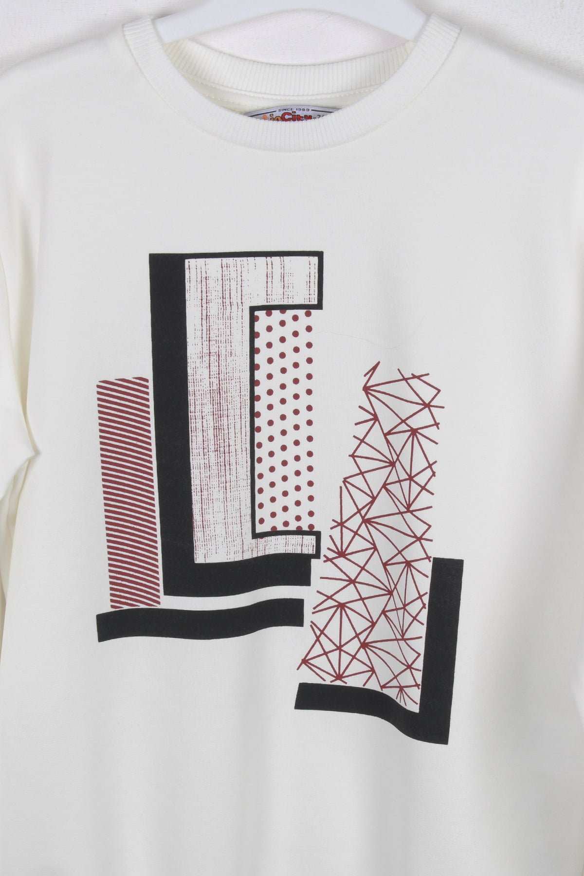 InCity Kids Erkek Çocuk Geometrik Desen Baskılı Ekru Sweatshirt