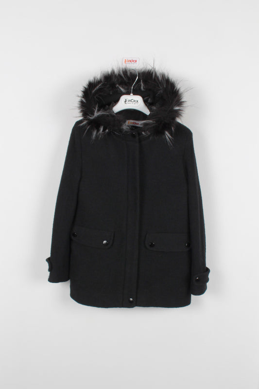 InCity Kids Kız Çocuk Kürk Kapüşonlu Kaşe Kaban