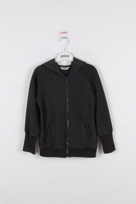InCity Kids Kız Çocuk Kapüşonlu Fermuarlı Simli Eşofman Üst