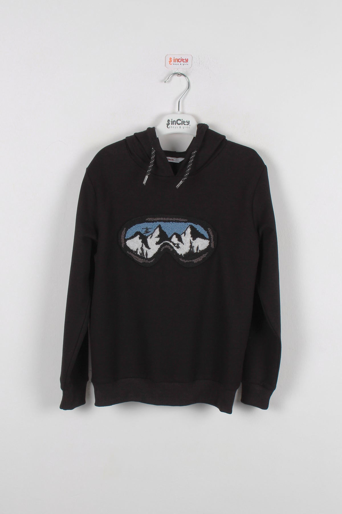 InCity Kids Erkek Çocuk Gözlük Nakışlı Kapüşonlu Sweatshirt