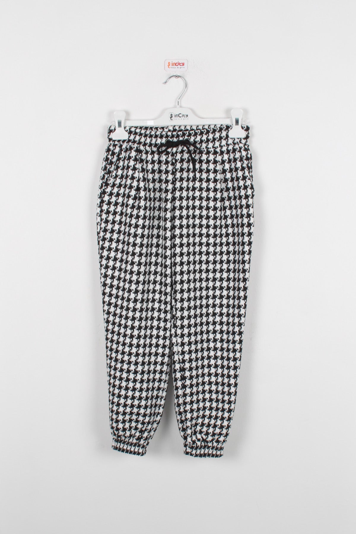 InCity Kids Kız Çocuk Kazayağı Desenli Beli İpli Pantolon