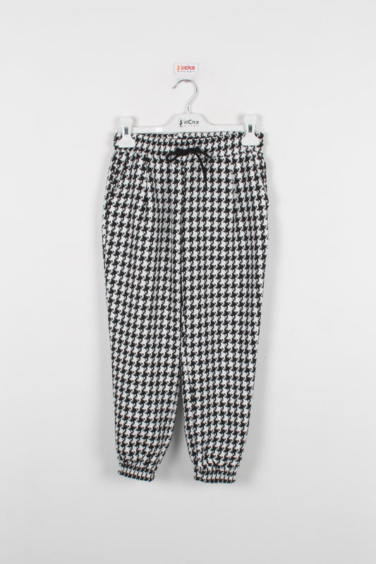 InCity Kids Kız Çocuk Kazayağı Desenli Beli İpli Pantolon