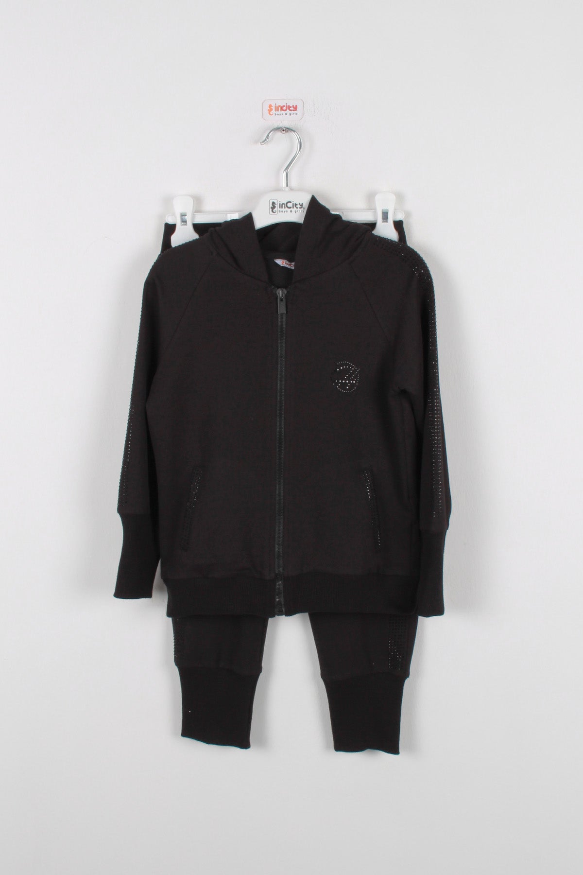 InCity Kids Kız Çocuk Kolları Taş Detaylı Eşofman Takımı (2 Parça)