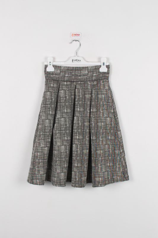 InCity Kids Kız Çocuk Diz Altı Kareli Pileli Etek