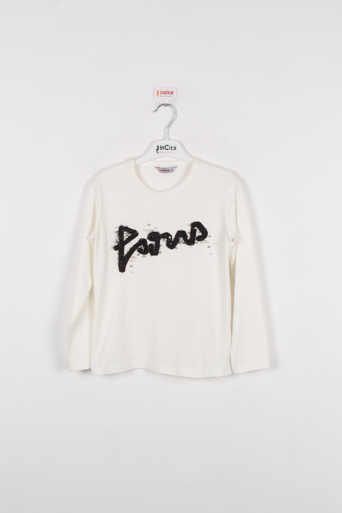 InCity Kids Kız Çocuk Payet Detaylı Paris Uzun Kollu Tişört