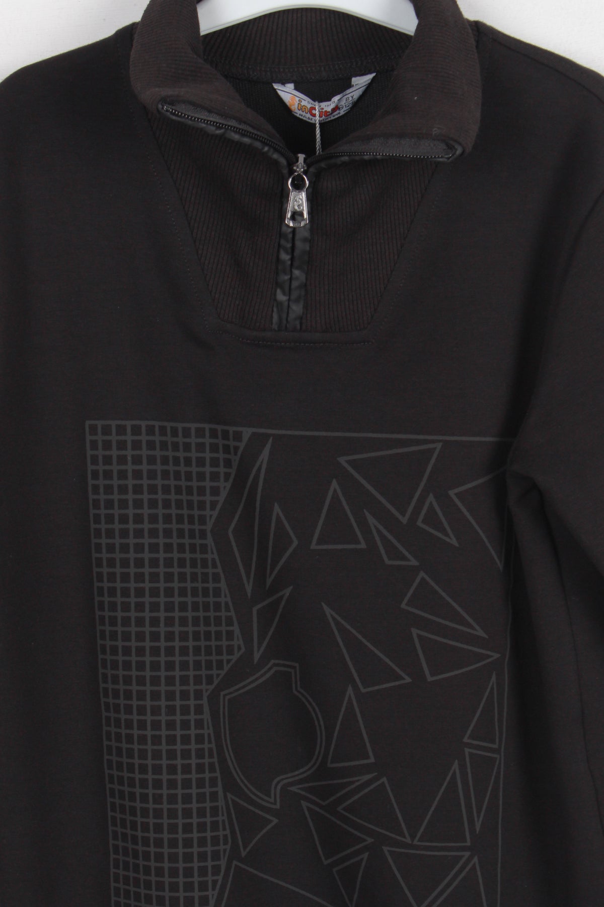 InCity Kids Erkek Çocuk Yarım Fermuarlı Boğazlı Geometrik Desen Baskılı Sweatshirt