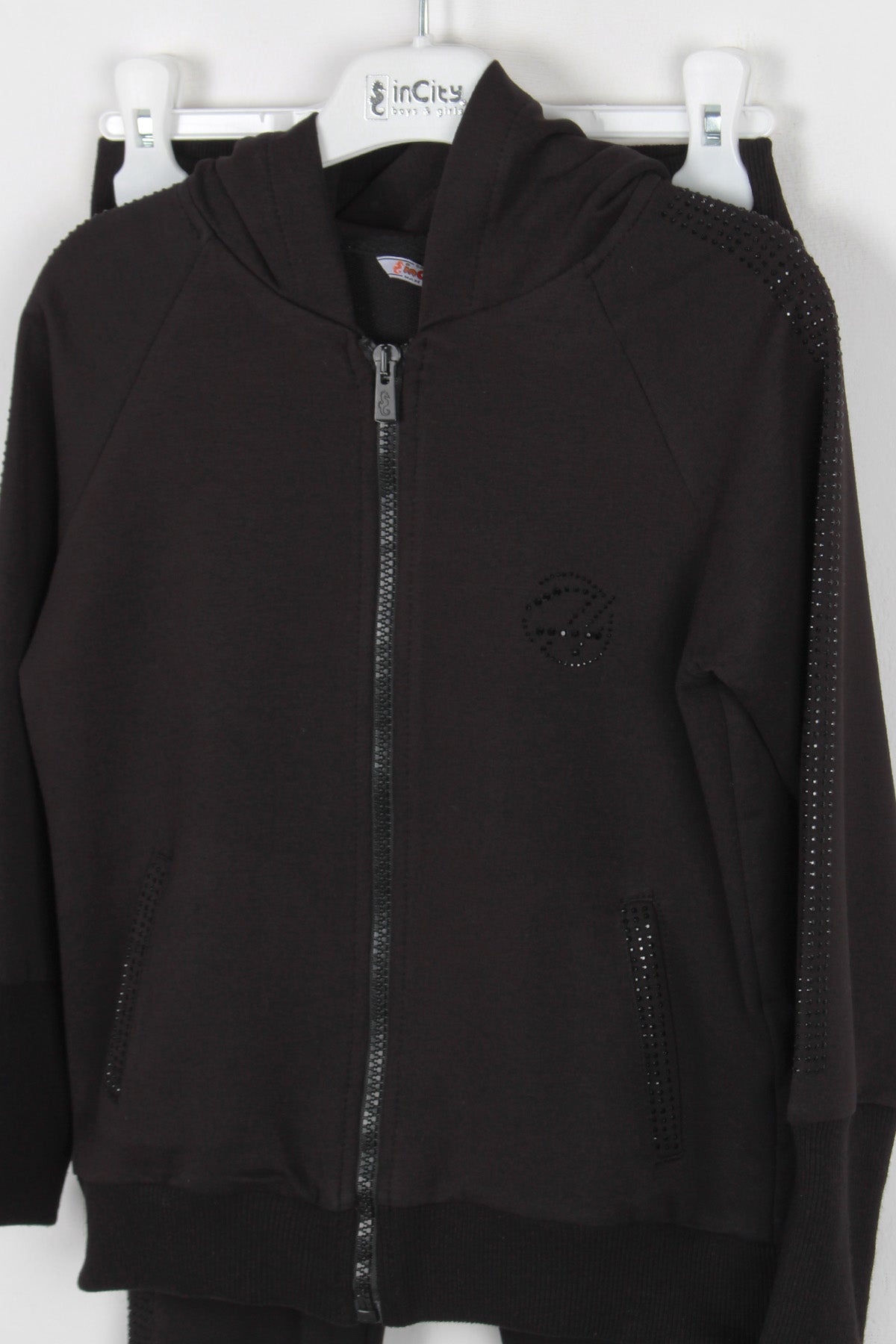 InCity Kids Kız Çocuk Kolları Taş Detaylı Eşofman Takımı (2 Parça)