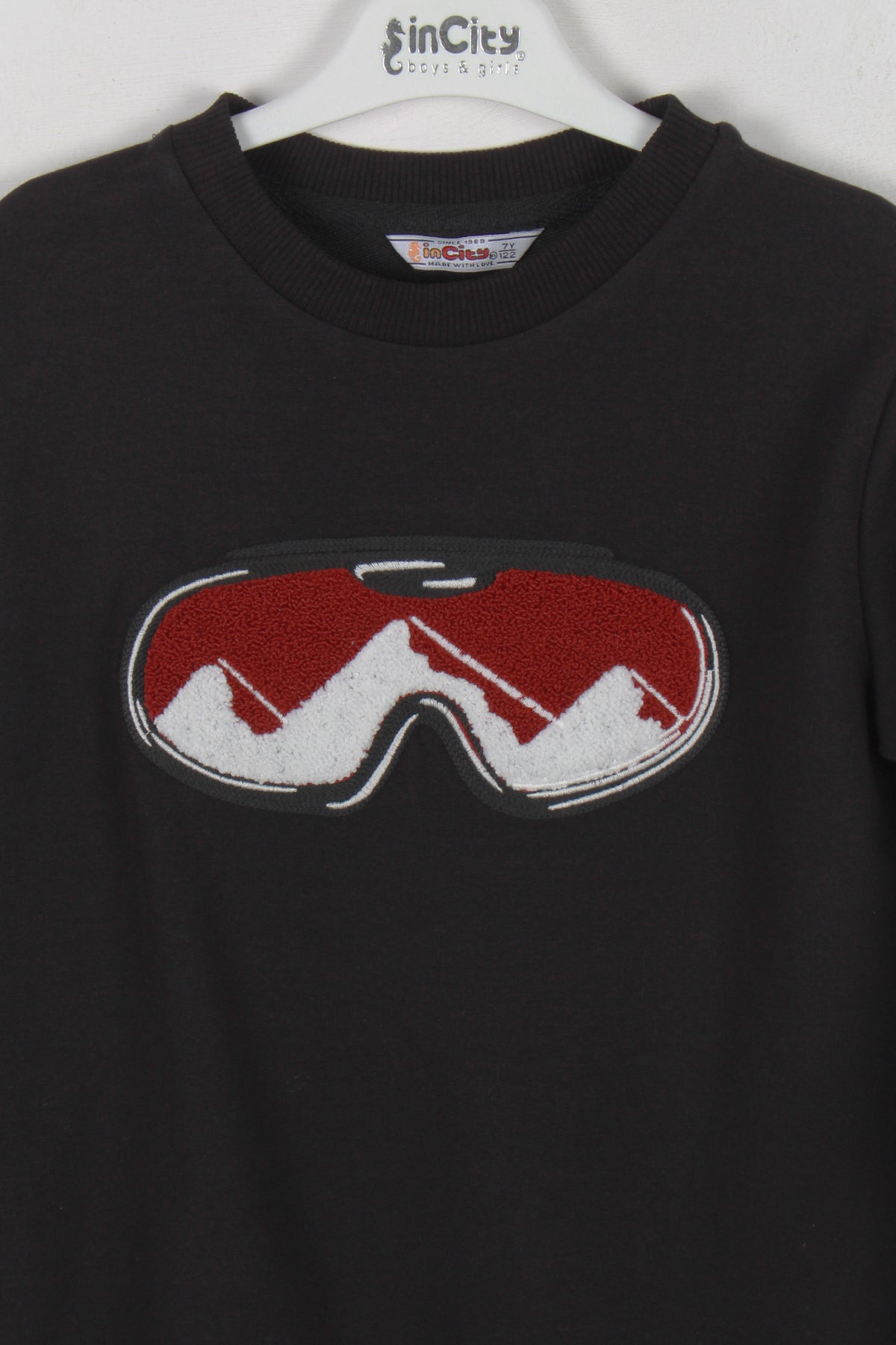 InCity Kids Erkek Çocuk Gözlük Nakışlı Detaylı Sweatshirt