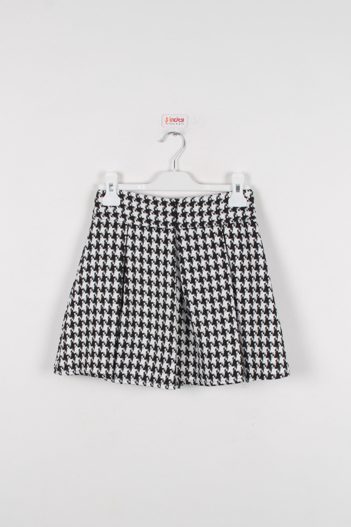 InCity Kids Kız Çocuk Kazayağı Desenli Diz Üstü Pileli Etek