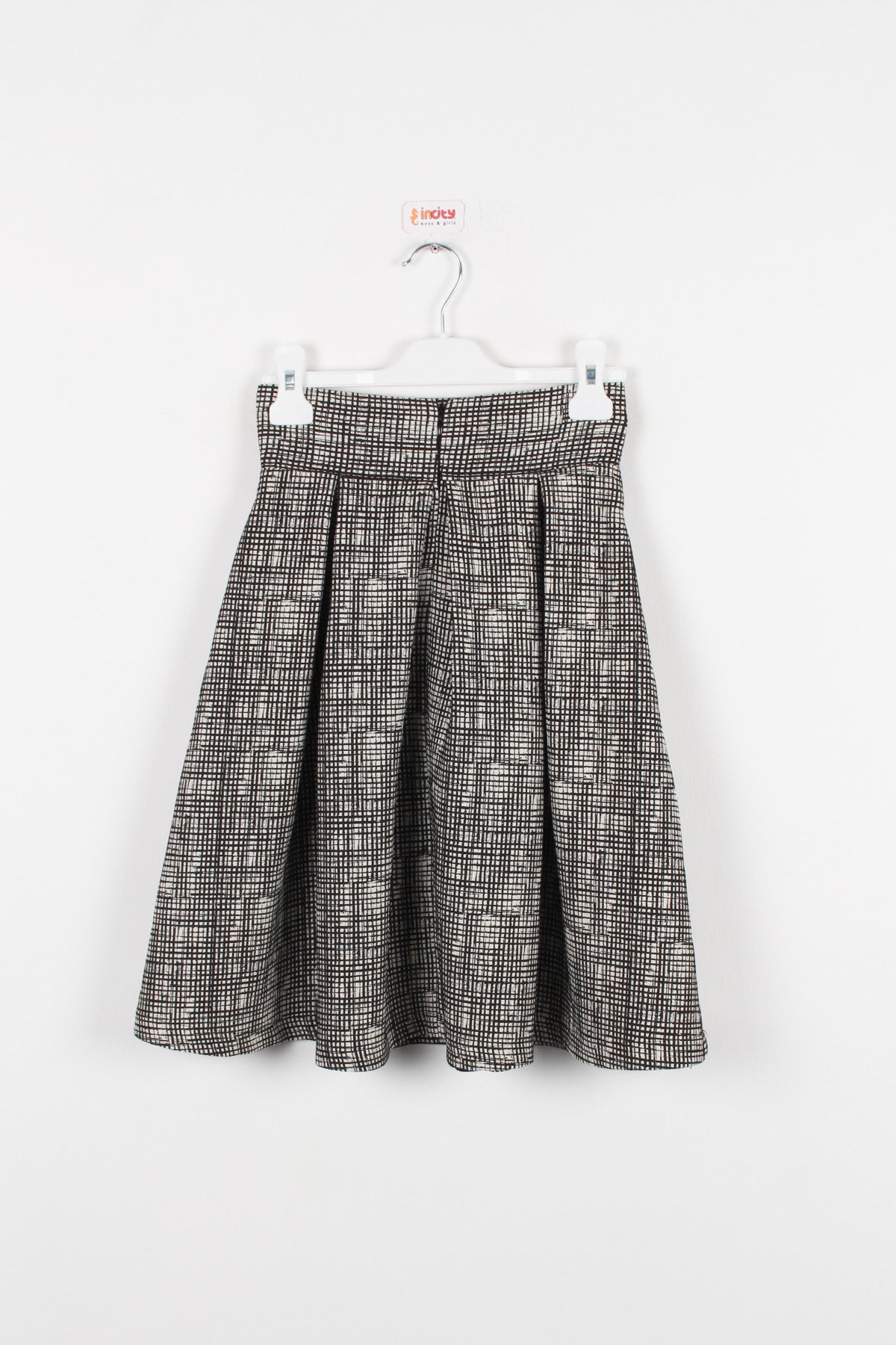 InCity Kids Kız Çocuk Diz Altı Kareli Pileli Etek