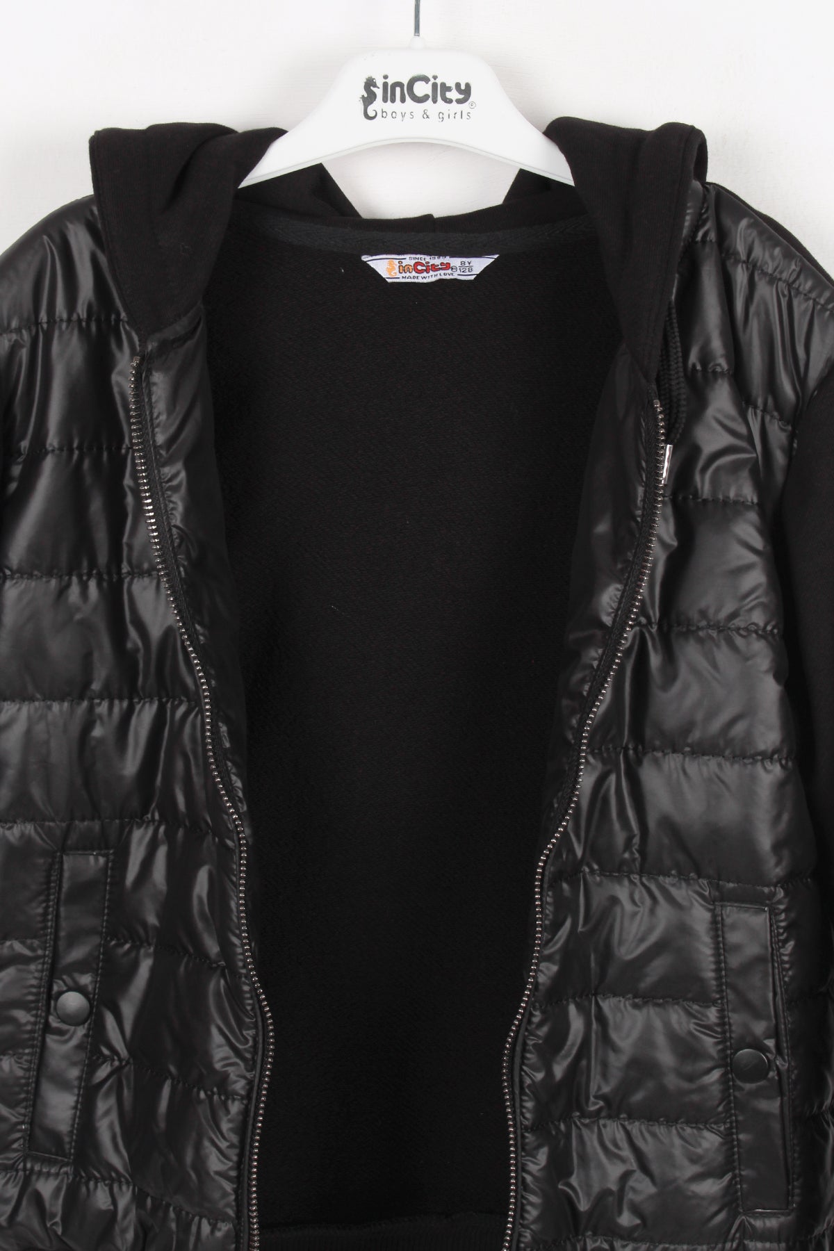 InCity Kids Erkek Çocuk Düğme Cepli Kapüşonlu Fermuarlı Ceket