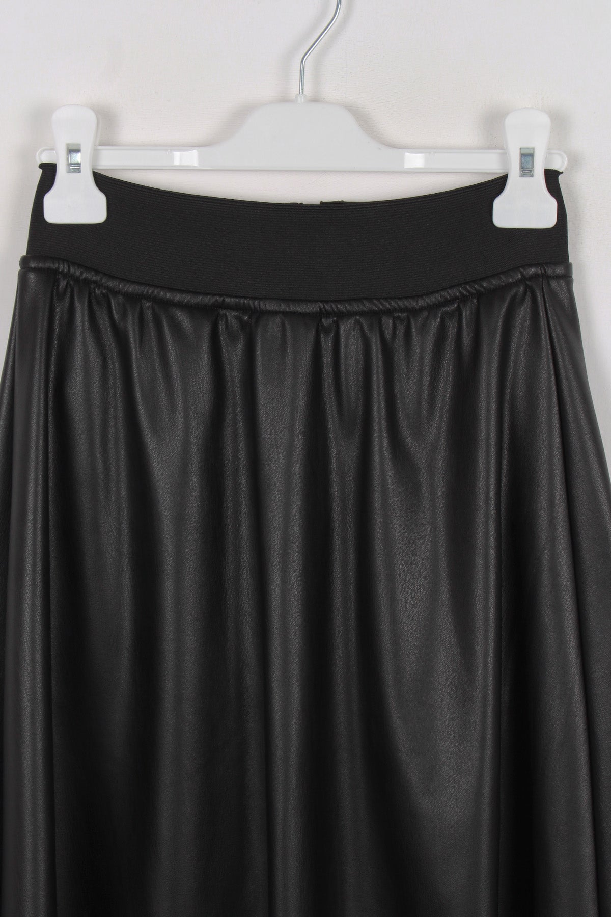 InCity Kids Kız Çocuk Cepli Önü Fermuarlı Diz Altı Suni Deri Etek