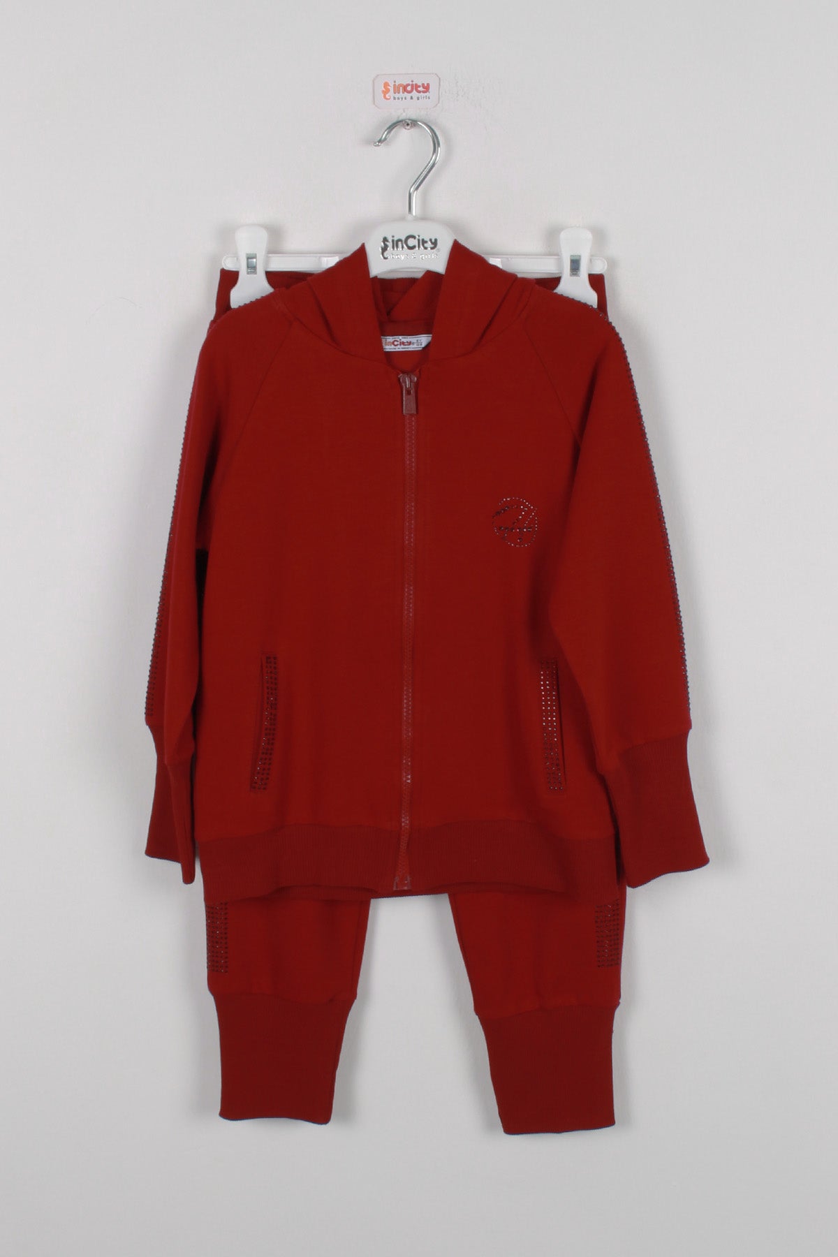 InCity Kids Kız Çocuk Kolları Taş Detaylı Eşofman Takımı (2 Parça)