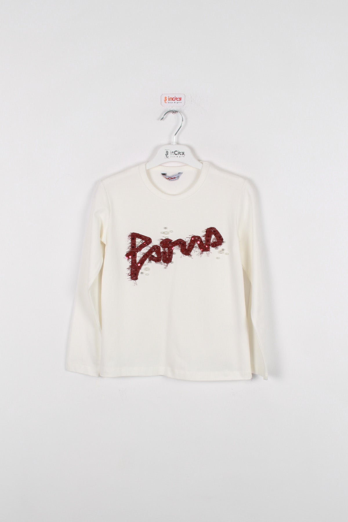 InCity Kids Kız Çocuk Payet Detaylı Paris Uzun Kollu Tişört