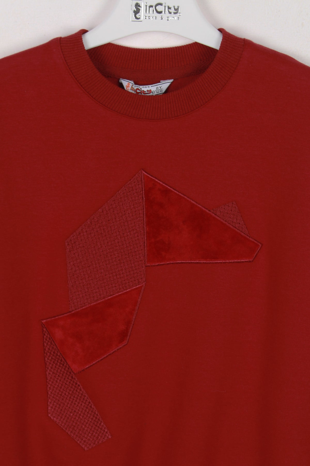 InCity Kids Erkek Çocuk Nakışlı ve Peluşlu Geometrik Desenli Sweatshirt