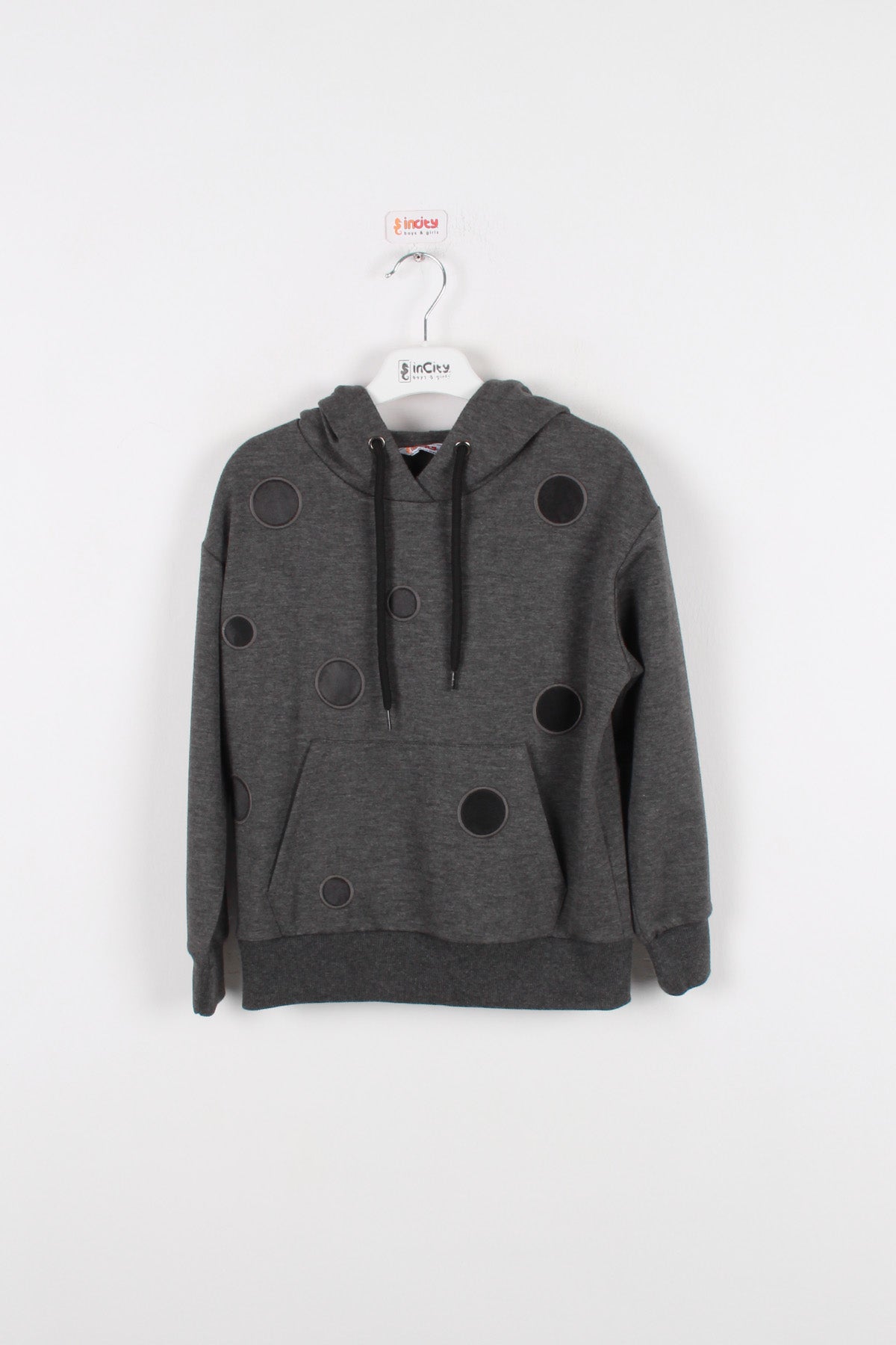 InCity Kids Kız Çocuk Kapüşonlu Puantiyeli Sweatshirt