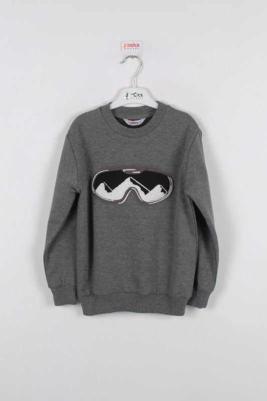 InCity Kids Erkek Çocuk Gözlük Nakışlı Detaylı Sweatshirt