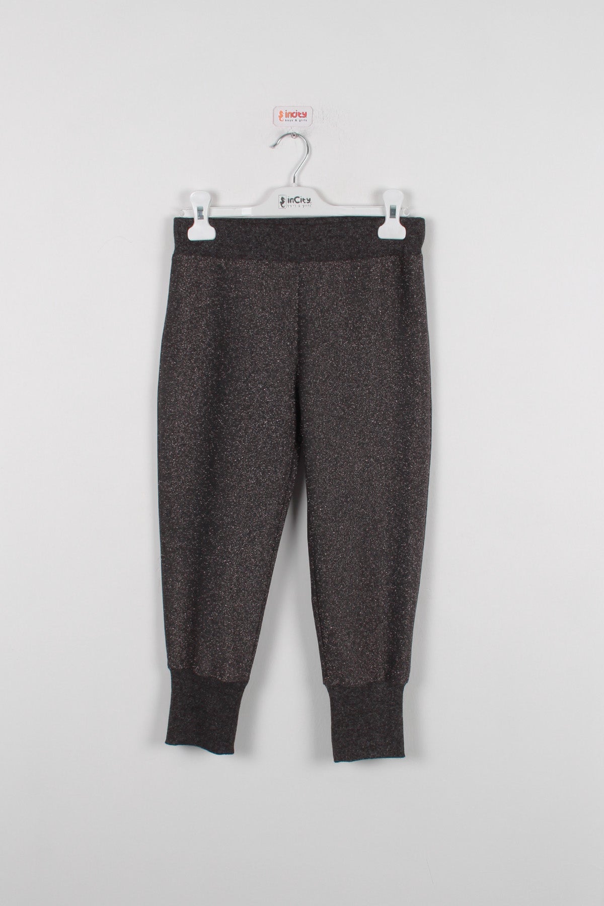 InCity Kids Kız Çocuk Beli Lastikli Simli Jogger Eşofman Alt