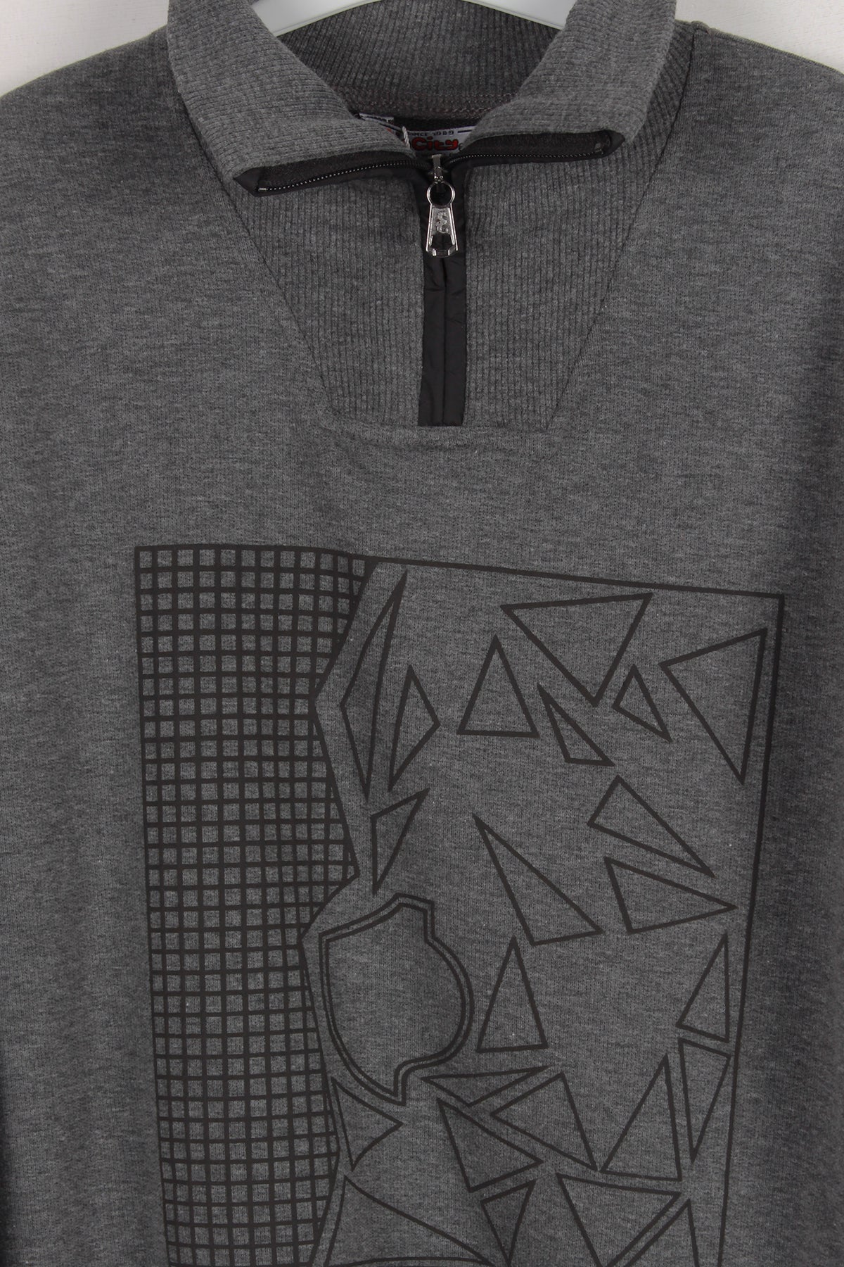 InCity Kids Erkek Çocuk Yarım Fermuarlı Boğazlı Geometrik Desen Baskılı Sweatshirt