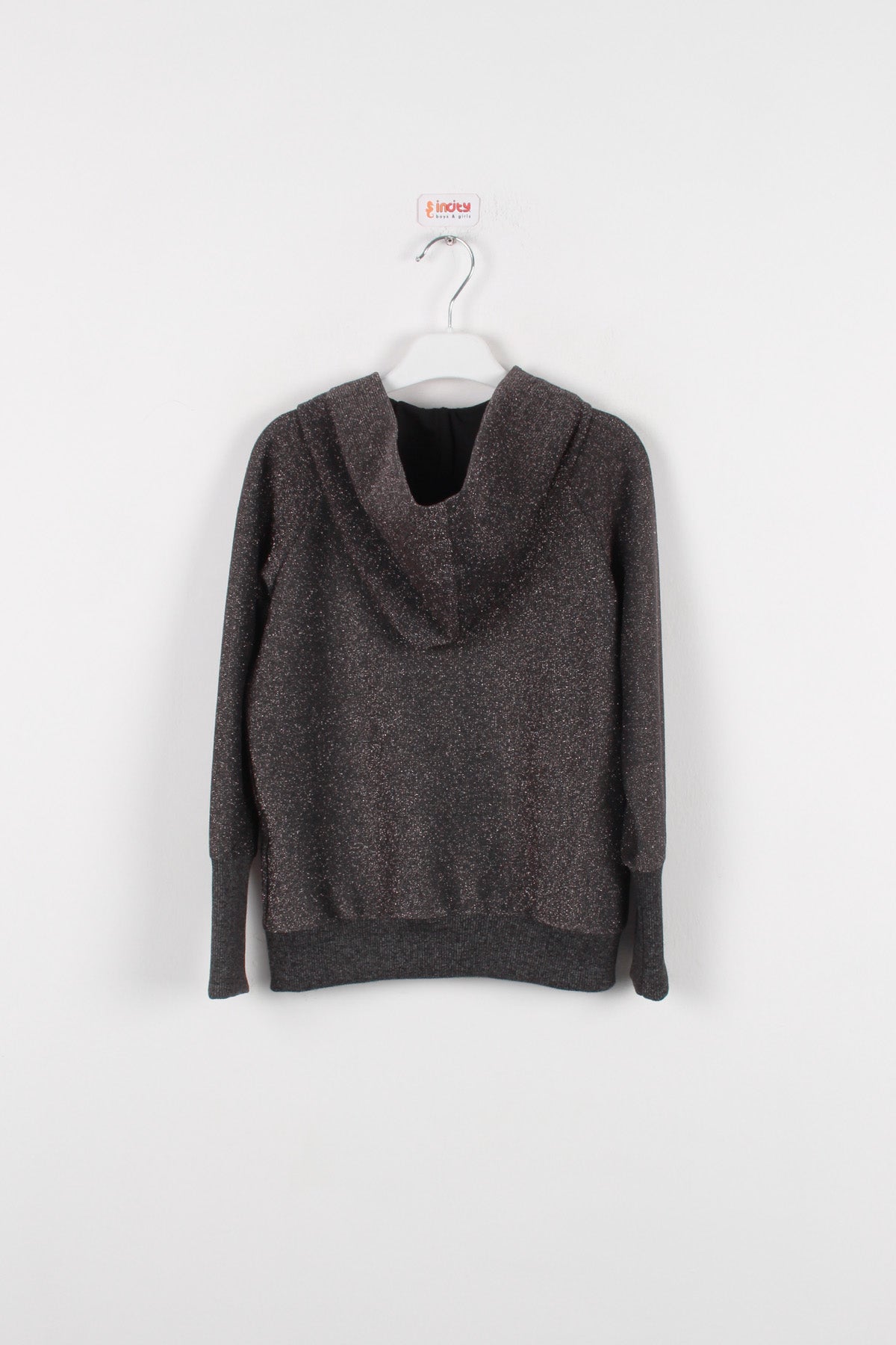 InCity Kids Kız Çocuk Kapüşonlu Fermuarlı Simli Eşofman Üst