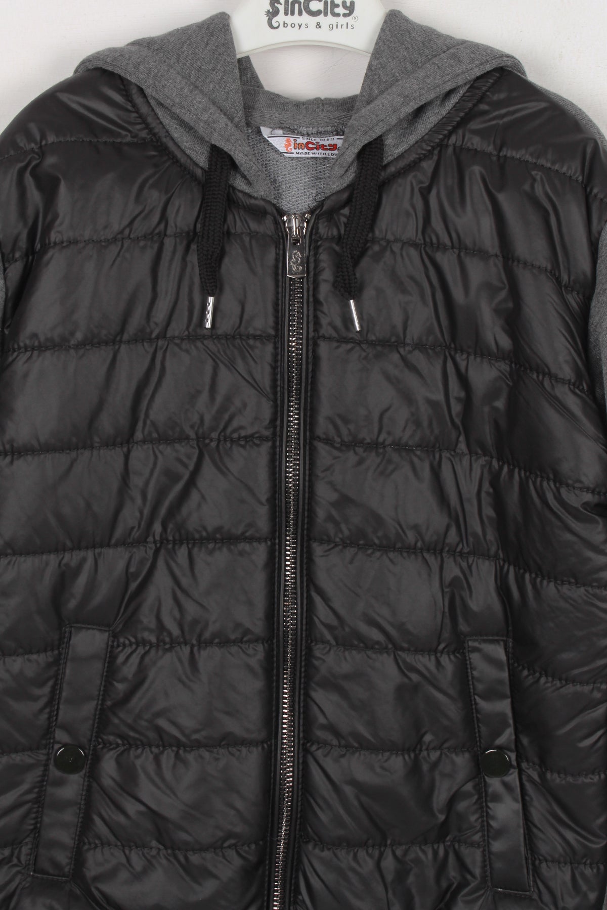 InCity Kids Erkek Çocuk Düğme Cepli Kapüşonlu Fermuarlı Ceket