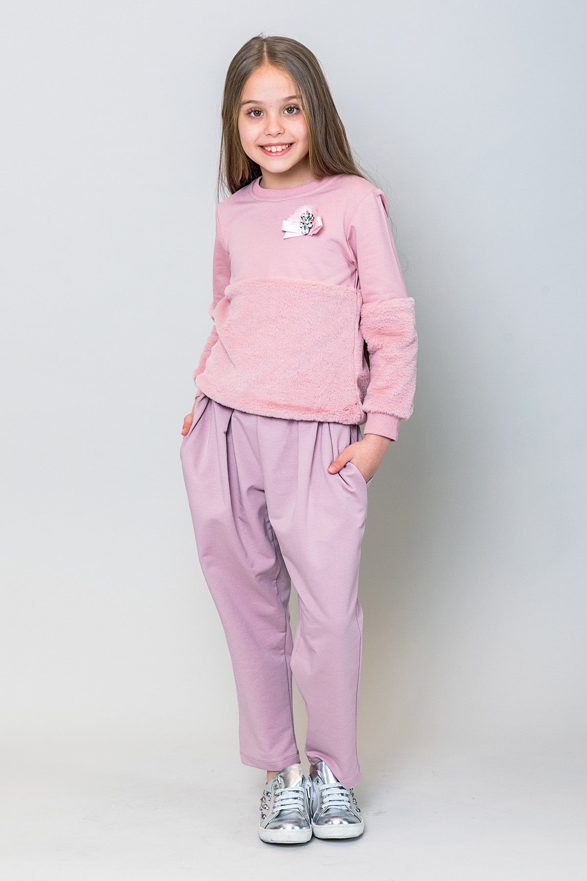 InCity Kids Kız Çocuk Yarım Peluş Sweatshirt