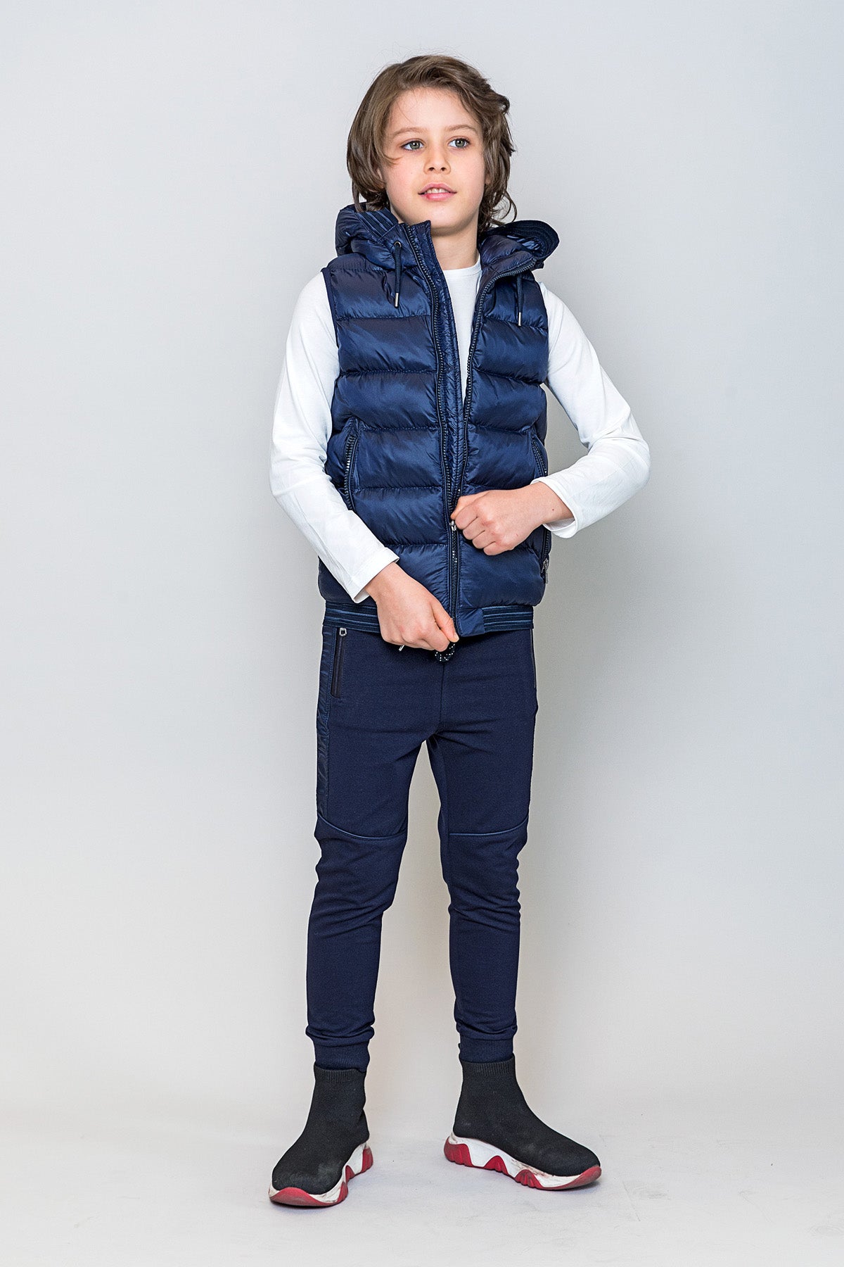 InCity Kids Erkek Çocuk Kapüşonlu Kırmızı Çok Havalı Şişme Yelek