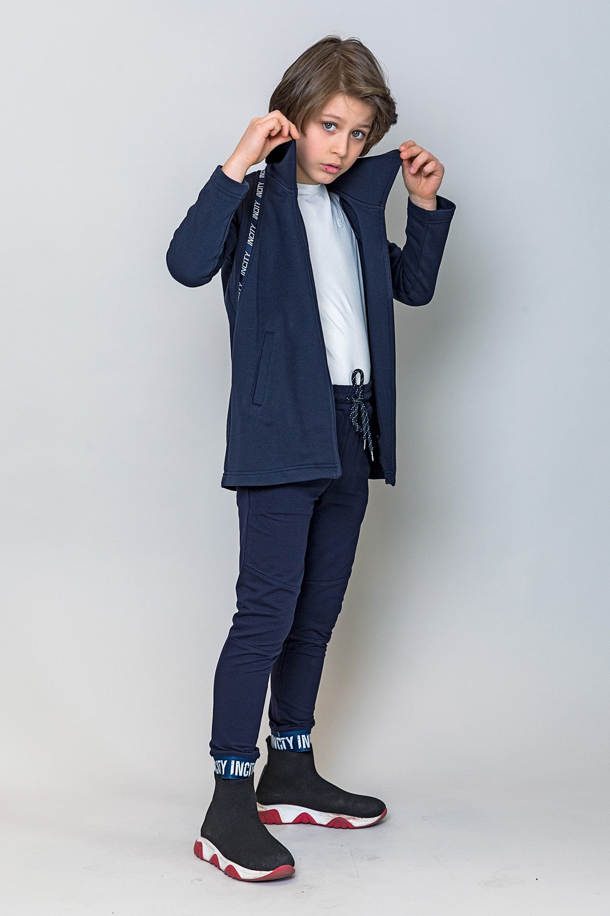 InCity Kids Erkek Çocuk InCity Şerit Detaylı Önü Açık Ceket