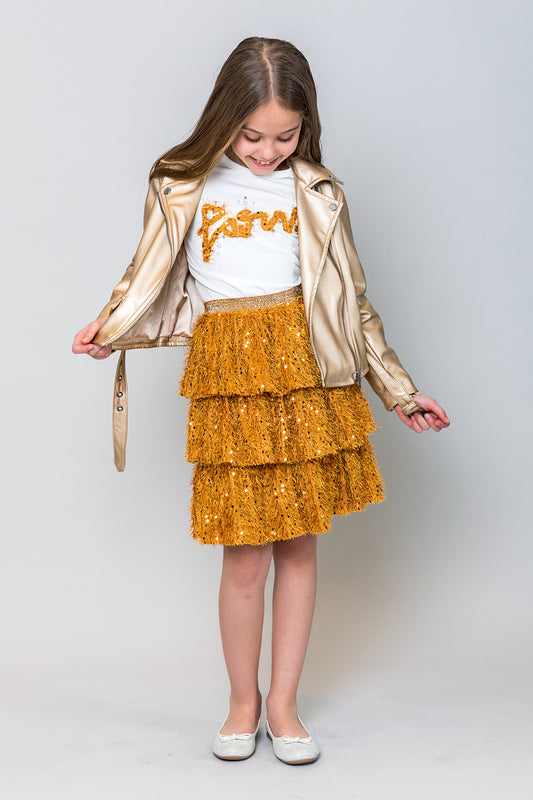 InCity Kids Kız Çocuk Payet Detaylı Paris Uzun Kollu Tişört