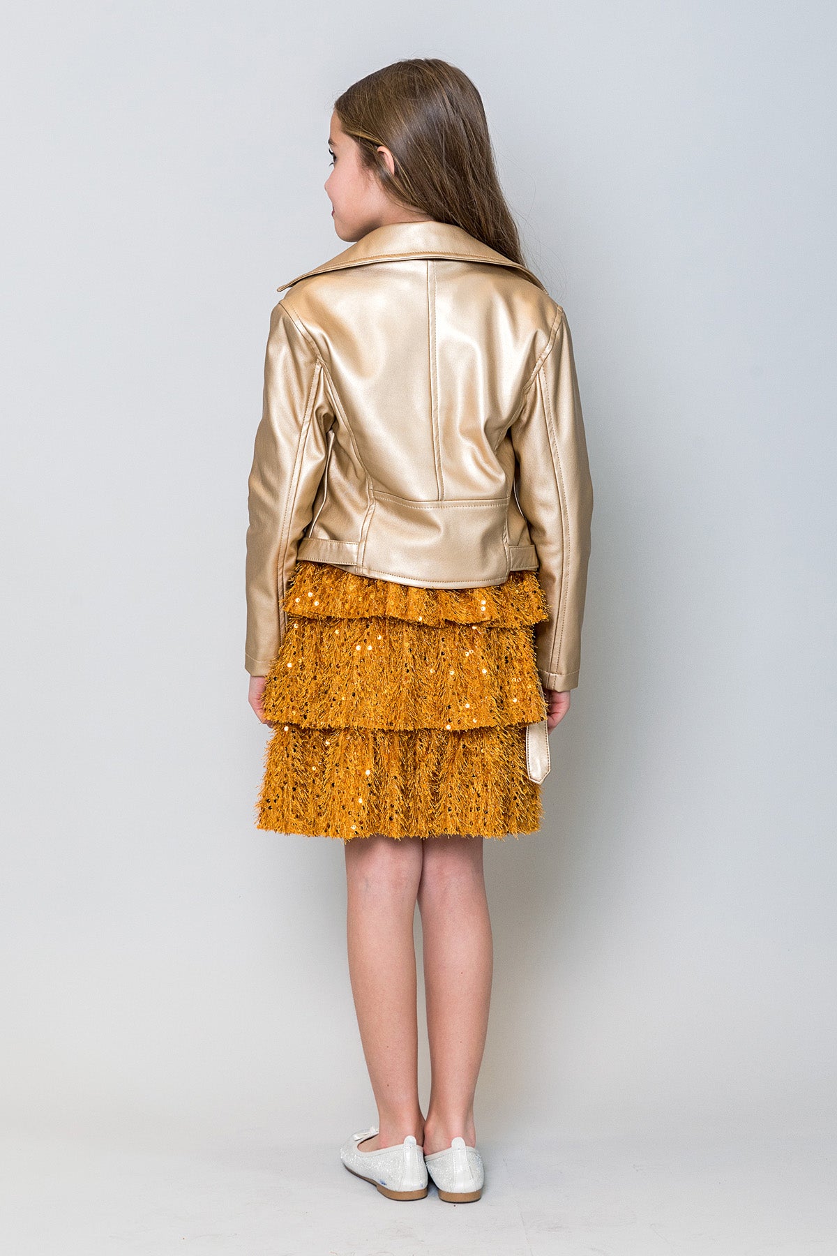 InCity Kids Kız Çocuk Beli Lastikli Fırfırlı Payetli Etek