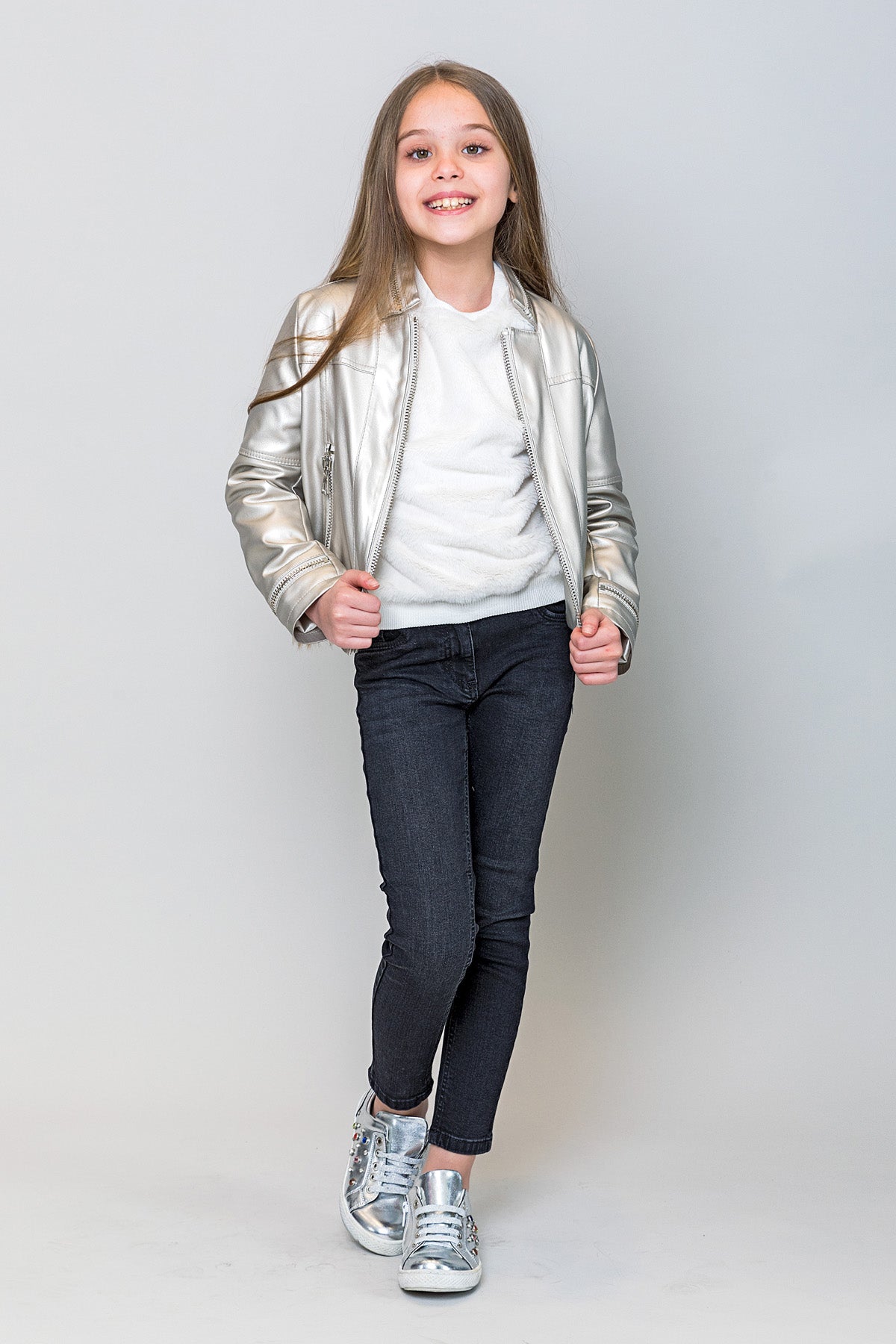 InCity Kids Kız Çocuk Çok Havalı Deri Mont