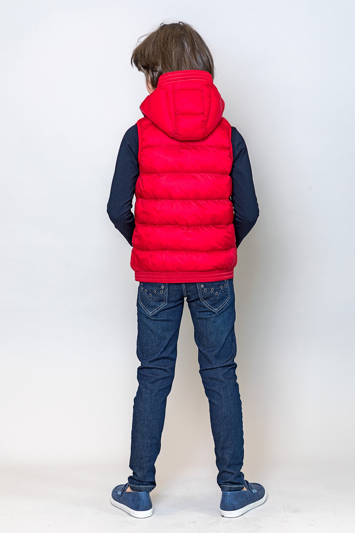 InCity Kids Erkek Çocuk Kapüşonlu Kırmızı Çok Havalı Şişme Yelek