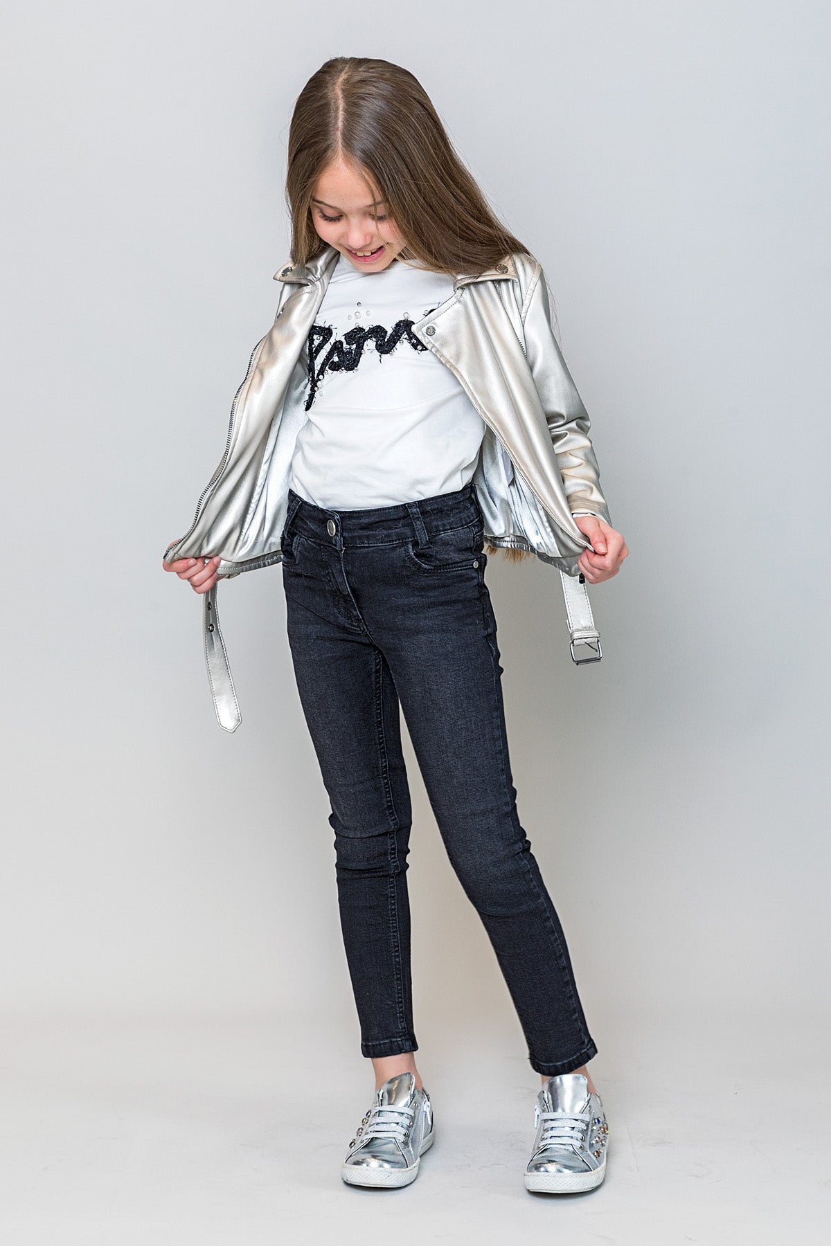 InCity Kids Kız Çocuk Payet Detaylı Paris Uzun Kollu Tişört