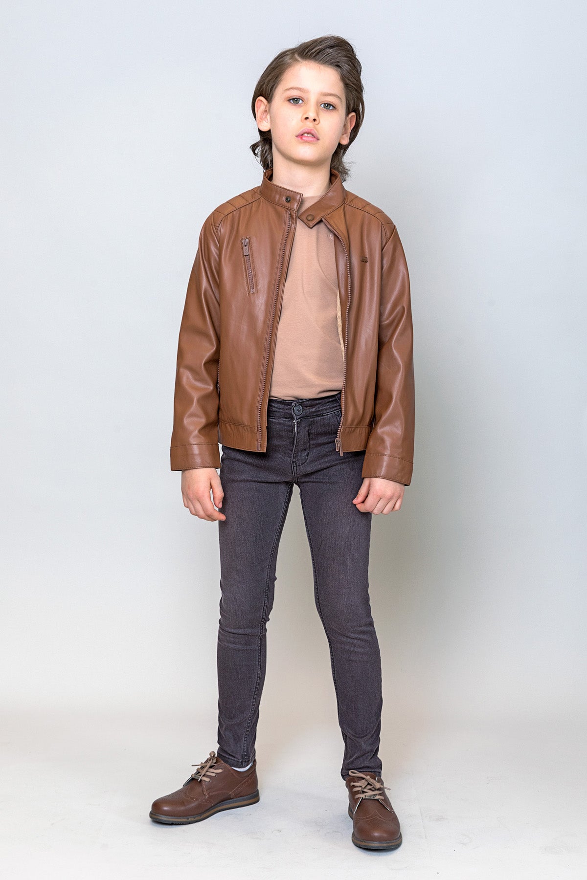 InCity Kids Erkek Çocuk Hakim Yaka Suni Deri Mont