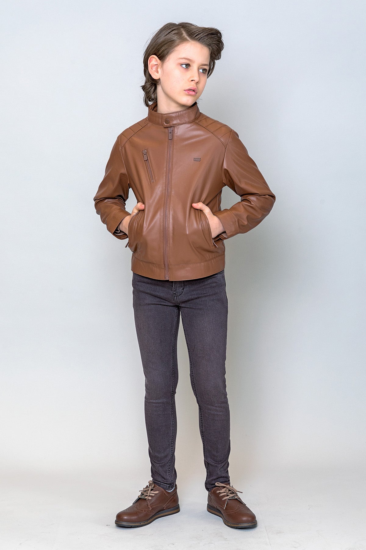 InCity Kids Erkek Çocuk Hakim Yaka Suni Deri Mont