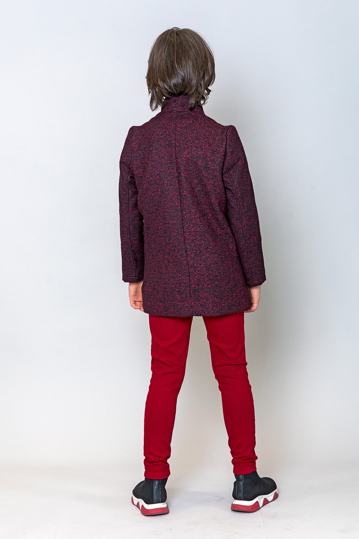 InCity Kids Erkek Çocuk Kendinden Desenli Yün Kaşe Kaban