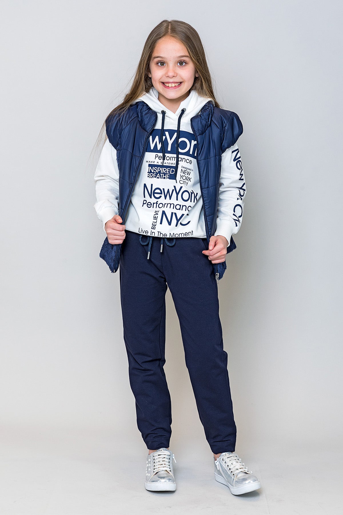 InCity Kids Kız Çocuk Kapüşonlu New York Baskılı Sweatshirt
