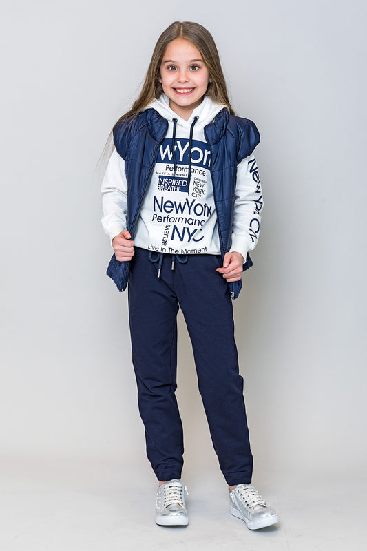 InCity Kids Kız Çocuk Kapüşonlu New York Baskılı Sweatshirt